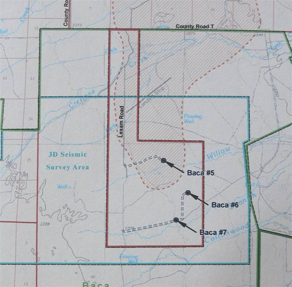 Figure 3. Location of Lexam's proposed three exploratory wells on the BNWR